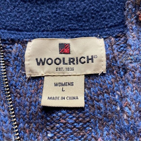 Woolrich 1/4 Zip Wool Blend Indigo Heather Pullover Sweater Size Large - Picture 3 of 11